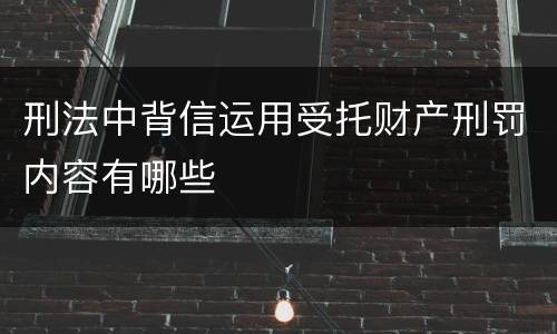 刑法中背信运用受托财产刑罚内容有哪些