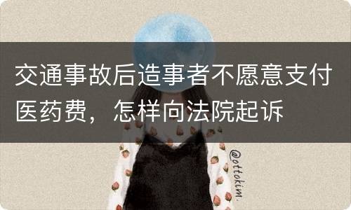 交通事故后造事者不愿意支付医药费，怎样向法院起诉