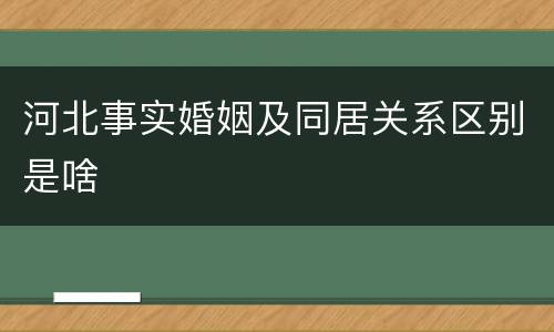 河北事实婚姻及同居关系区别是啥