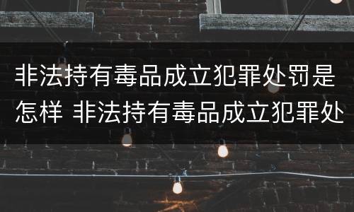 非法持有毒品成立犯罪处罚是怎样 非法持有毒品成立犯罪处罚是怎样规定的