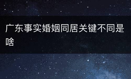 广东事实婚姻同居关键不同是啥