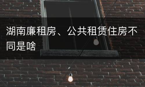 湖南廉租房、公共租赁住房不同是啥
