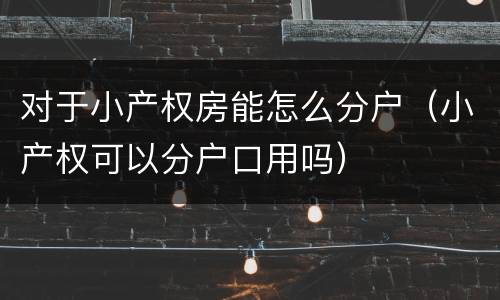 对于小产权房能怎么分户（小产权可以分户口用吗）