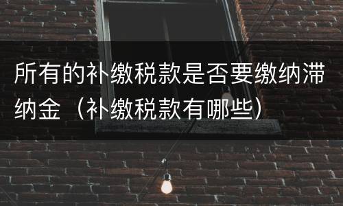 所有的补缴税款是否要缴纳滞纳金（补缴税款有哪些）