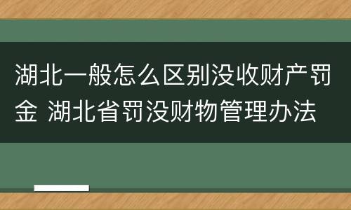 湖北一般怎么区别没收财产罚金 湖北省罚没财物管理办法