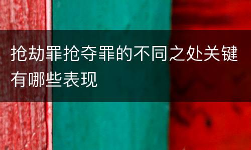 抢劫罪抢夺罪的不同之处关键有哪些表现