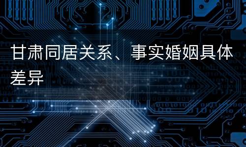 甘肃同居关系、事实婚姻具体差异
