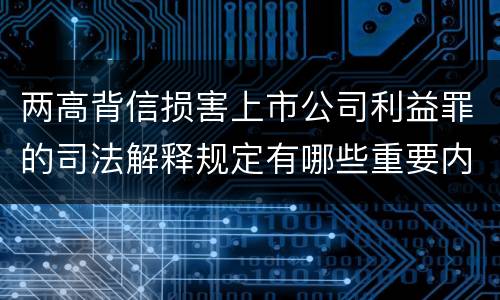 两高背信损害上市公司利益罪的司法解释规定有哪些重要内容