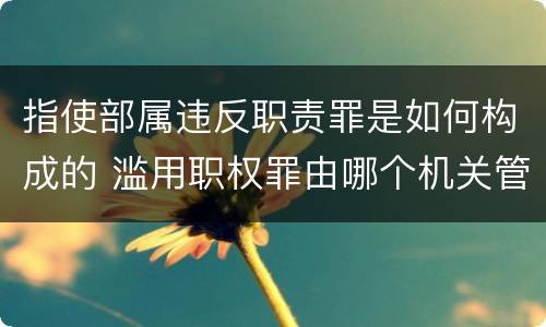 指使部属违反职责罪是如何构成的 滥用职权罪由哪个机关管辖