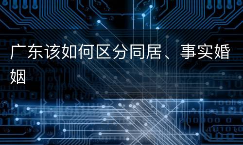 广东该如何区分同居、事实婚姻