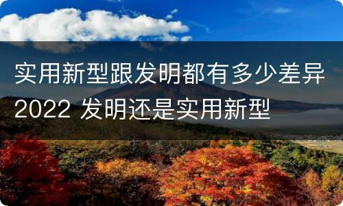 实用新型跟发明都有多少差异2022 发明还是实用新型