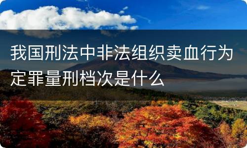 我国刑法中非法组织卖血行为定罪量刑档次是什么