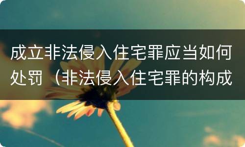 成立非法侵入住宅罪应当如何处罚（非法侵入住宅罪的构成要件及处刑）