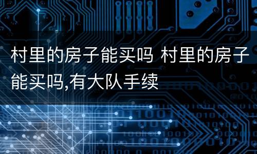 村里的房子能买吗 村里的房子能买吗,有大队手续