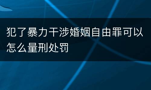 犯了暴力干涉婚姻自由罪可以怎么量刑处罚