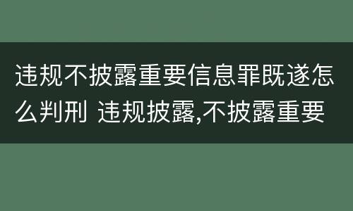 违规不披露重要信息罪既遂怎么判刑 违规披露,不披露重要信息罪判例