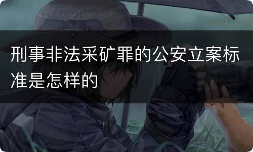 刑事非法采矿罪的公安立案标准是怎样的