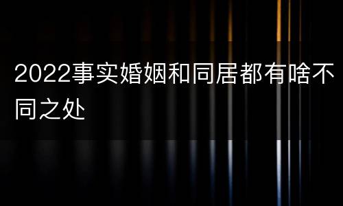 2022事实婚姻和同居都有啥不同之处