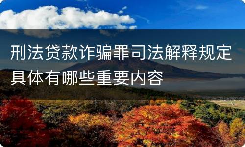 刑法贷款诈骗罪司法解释规定具体有哪些重要内容