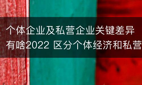 个体企业及私营企业关键差异有啥2022 区分个体经济和私营经济的关键是是否存在