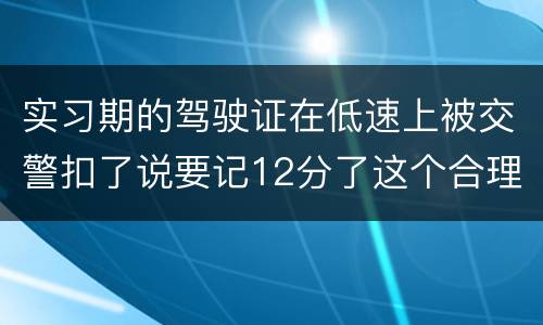 实习期的驾驶证在低速上被交警扣了说要记12分了这个合理吗