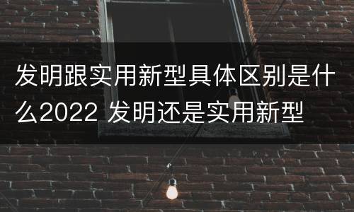 发明跟实用新型具体区别是什么2022 发明还是实用新型