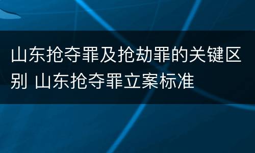 山东抢夺罪及抢劫罪的关键区别 山东抢夺罪立案标准