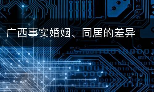 广西事实婚姻、同居的差异