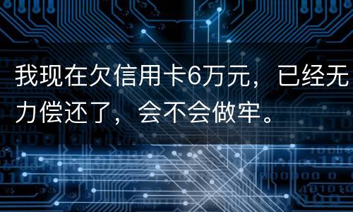 我现在欠信用卡6万元，已经无力偿还了，会不会做牢。