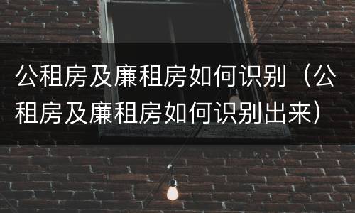 公租房及廉租房如何识别（公租房及廉租房如何识别出来）