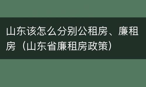 山东该怎么分别公租房、廉租房（山东省廉租房政策）