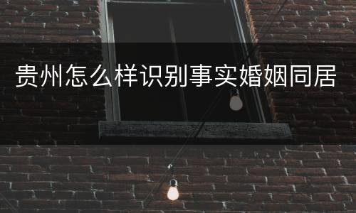 贵州怎么样识别事实婚姻同居