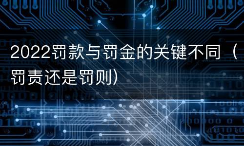 2022罚款与罚金的关键不同（罚责还是罚则）