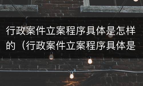 行政案件立案程序具体是怎样的（行政案件立案程序具体是怎样的情形）