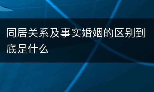 同居关系及事实婚姻的区别到底是什么