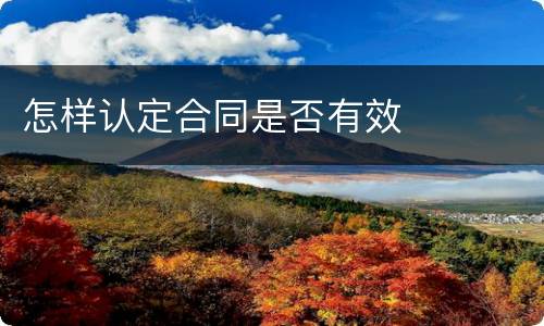 怎样认定合同是否有效
