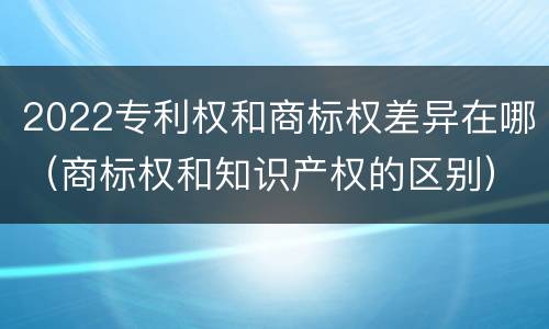 2022专利权和商标权差异在哪（商标权和知识产权的区别）