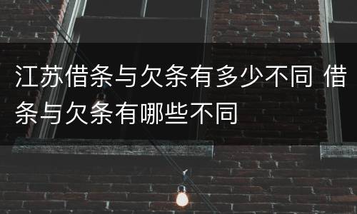 江苏借条与欠条有多少不同 借条与欠条有哪些不同