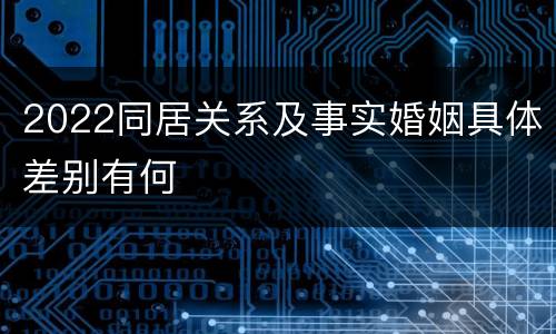 2022同居关系及事实婚姻具体差别有何