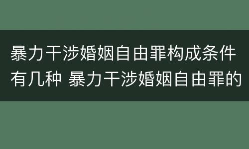 暴力干涉婚姻自由罪构成条件有几种 暴力干涉婚姻自由罪的构成要件