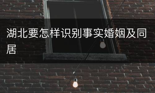 湖北要怎样识别事实婚姻及同居