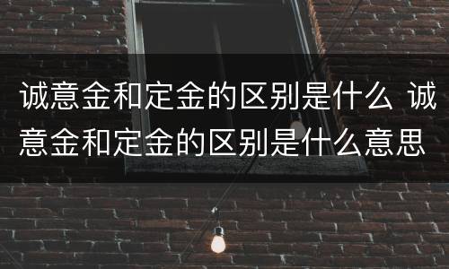 诚意金和定金的区别是什么 诚意金和定金的区别是什么意思