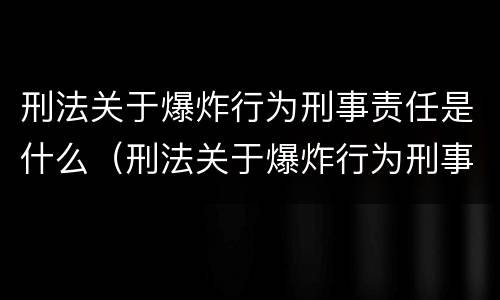 刑法关于爆炸行为刑事责任是什么（刑法关于爆炸行为刑事责任是什么意思）