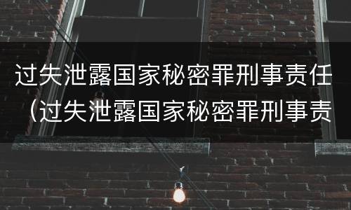 过失泄露国家秘密罪刑事责任（过失泄露国家秘密罪刑事责任主体）
