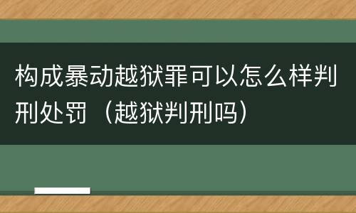 构成暴动越狱罪可以怎么样判刑处罚（越狱判刑吗）