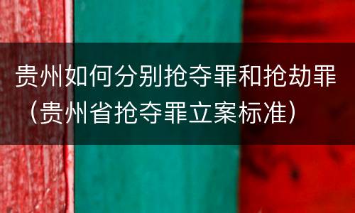 贵州如何分别抢夺罪和抢劫罪（贵州省抢夺罪立案标准）