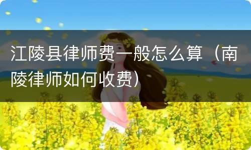 江陵县律师费一般怎么算（南陵律师如何收费）