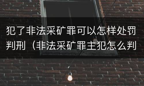 犯了非法采矿罪可以怎样处罚判刑（非法采矿罪主犯怎么判）