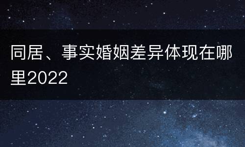 同居、事实婚姻差异体现在哪里2022