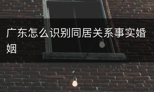 广东怎么识别同居关系事实婚姻